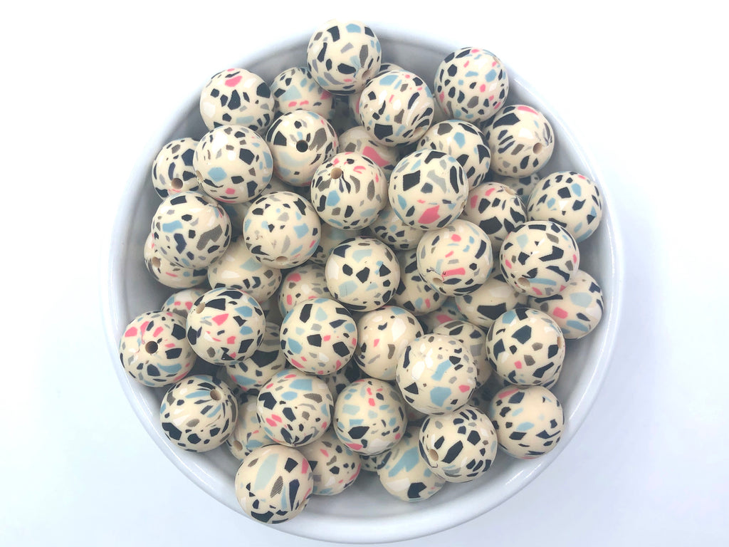 Beige Terrazzo Silicone Beads--15mm