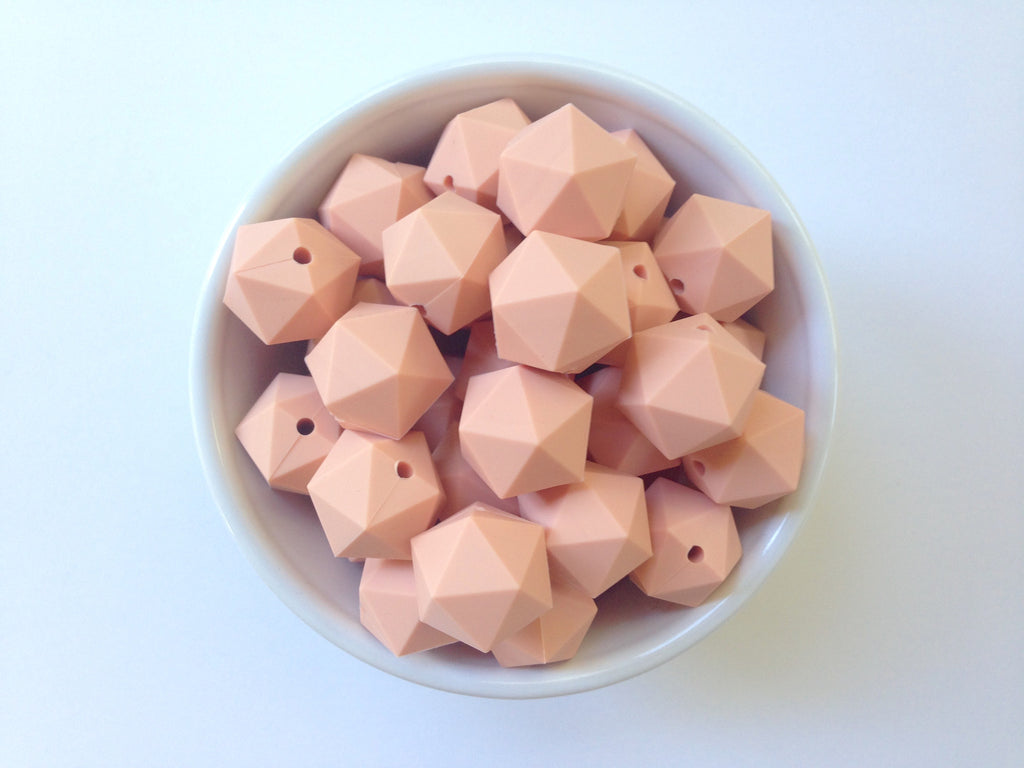20mm Peach Sorbet ICOSAHEDRON Silicone Beads
