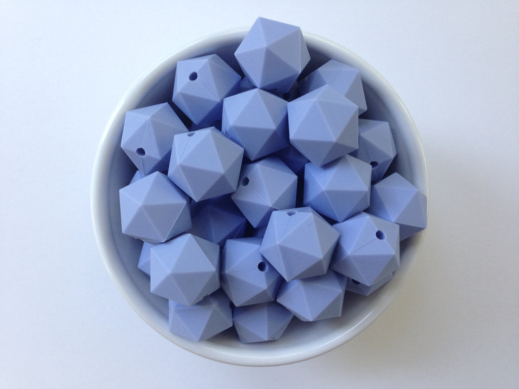 20mm Tranquility Blue ICOSAHEDRON Silicone Beads