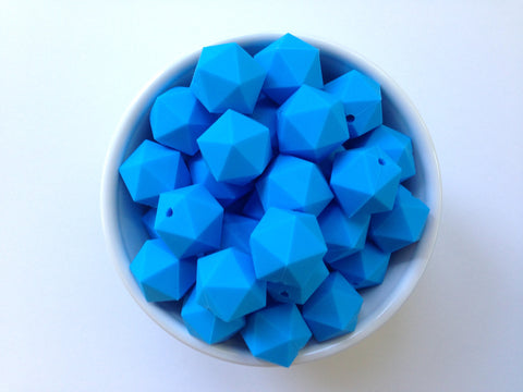 20mm Sky Blue ICOSAHEDRON Silicone Beads