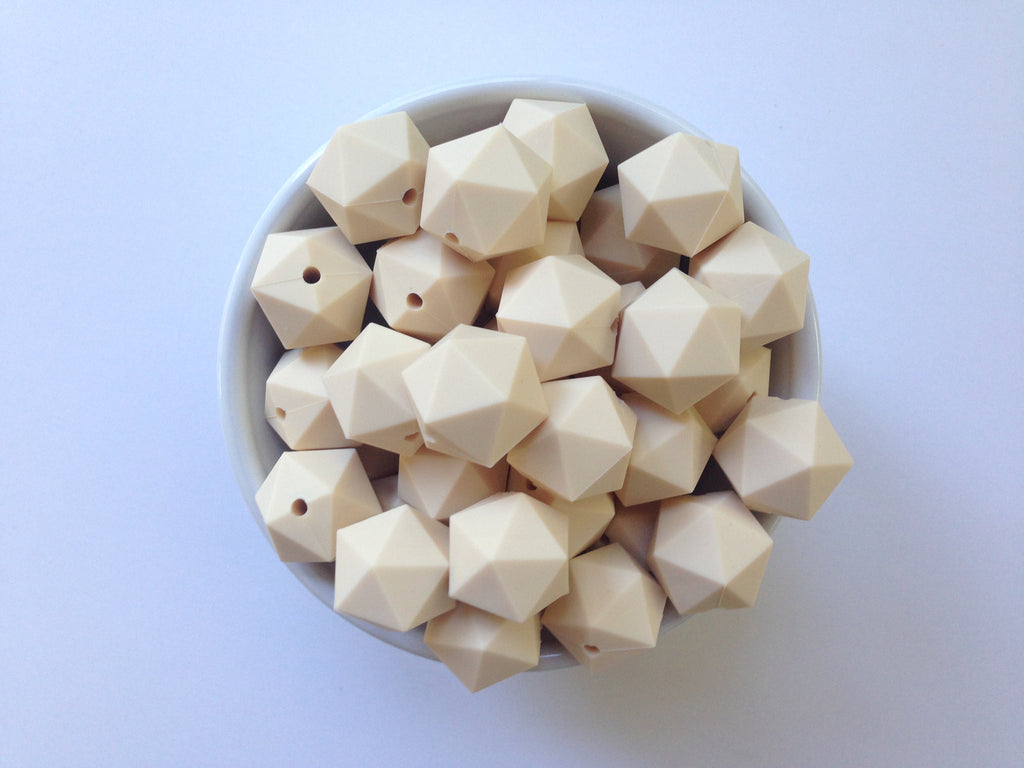 20mm Beige ICOSAHEDRON Silicone Beads
