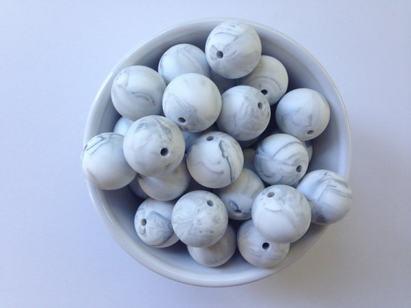 12mm White Marble Silicone Beads, White Granite Round Silicone