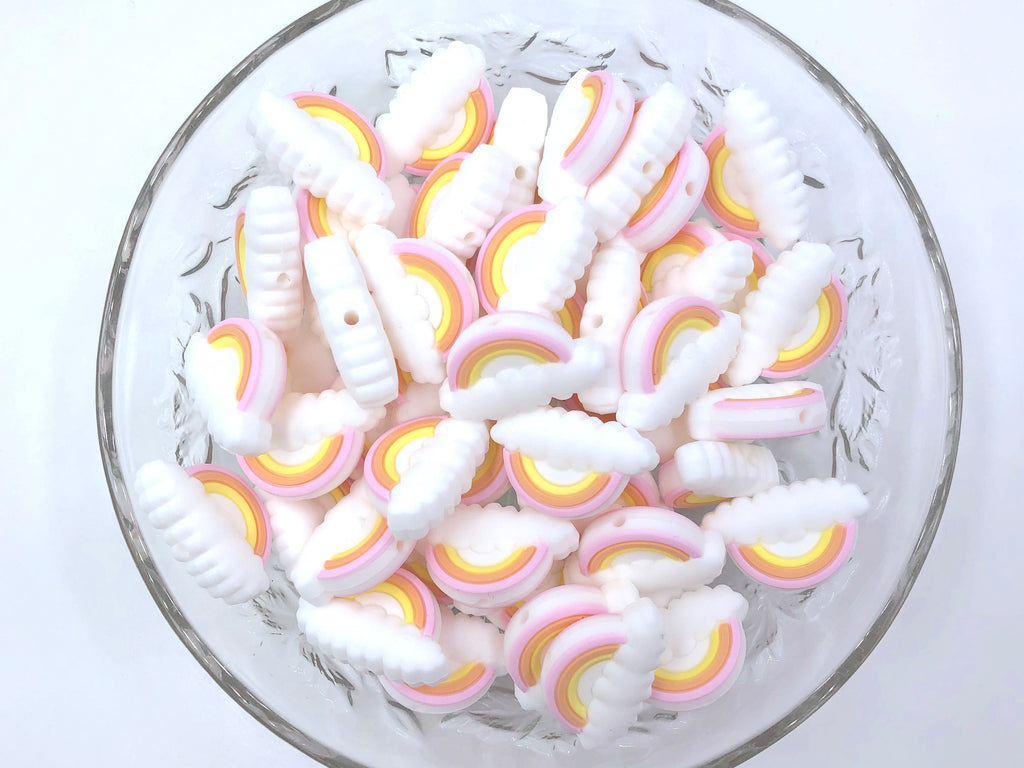 Rainbow Silicone Beads--Pink, Peach, Yellow