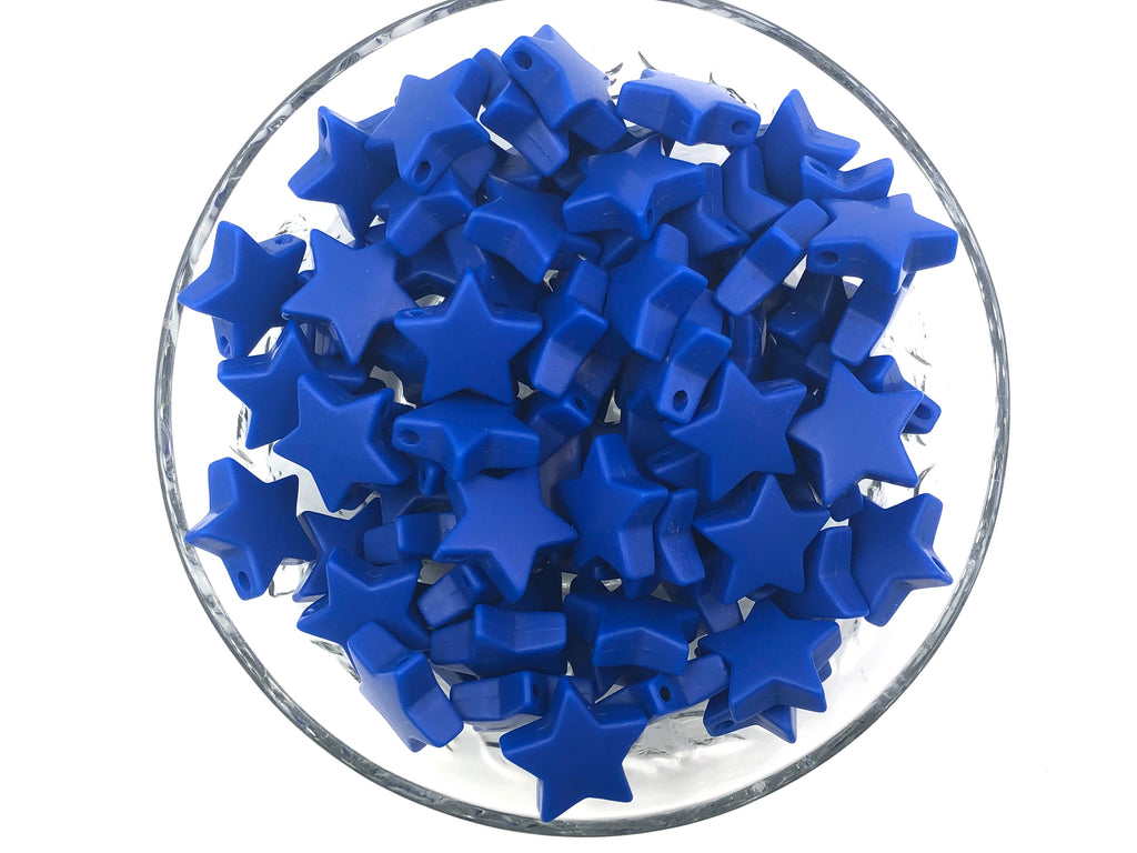 25mm Royal Blue Silicone Star Bead