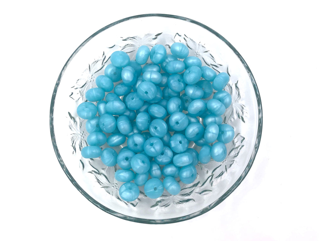 Metallic Island Blue Mini Abacus Silicone Beads