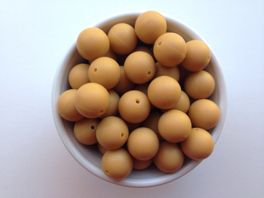 19mm Mustard Yellow Silicone Beads