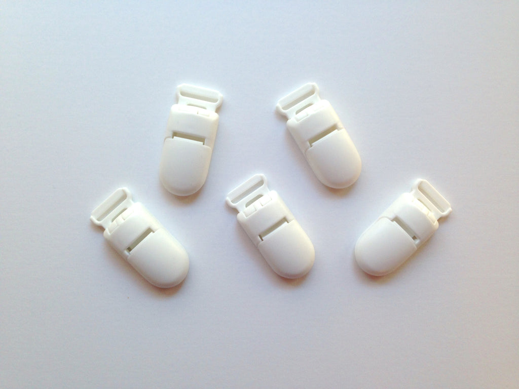 White Plastic Pacifier Clips