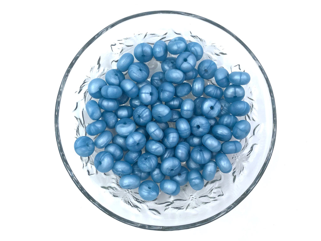 Metallic Powder Blue Mini Abacus Silicone Beads