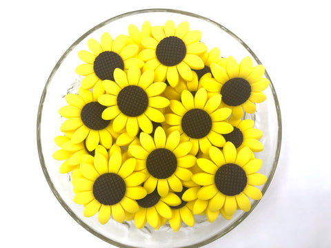 Yellow Sunflower Focal Silicone Beads