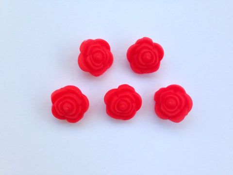 Strawberry Red Mini Silicone Rose Flower Beads