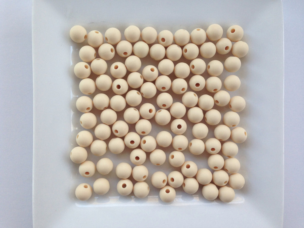 9mm Beige Silicone Beads