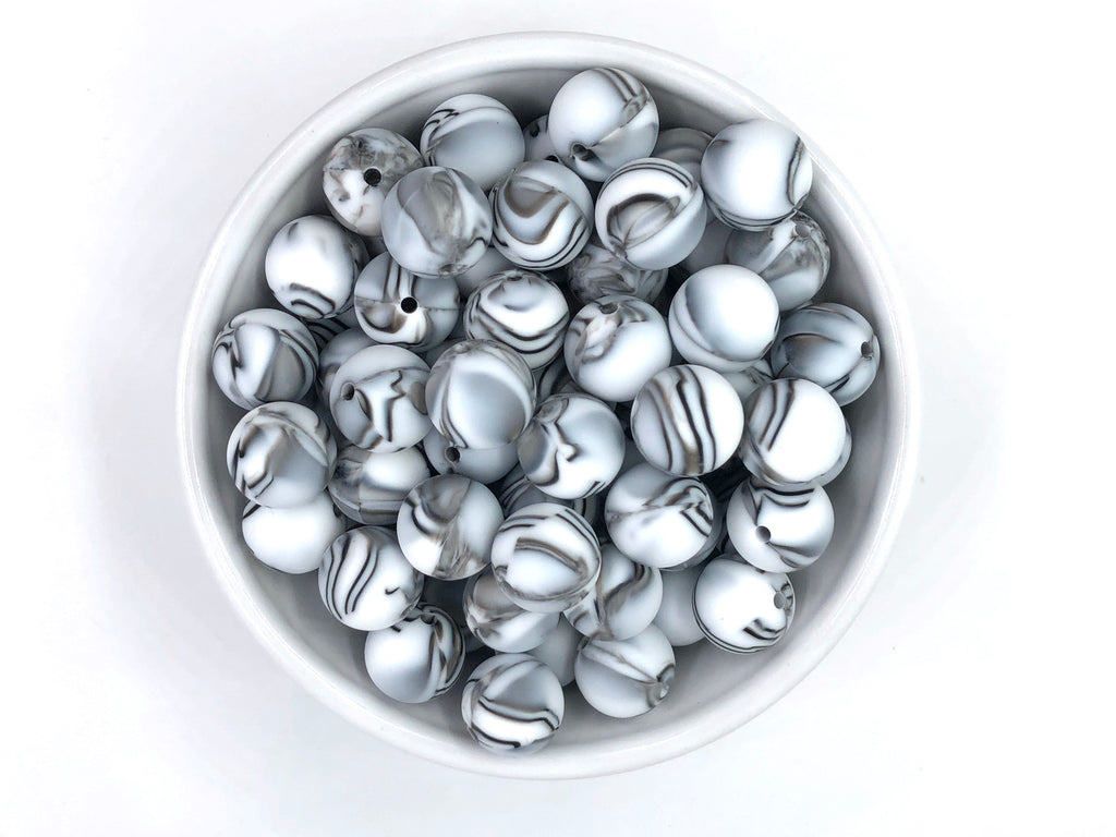 15mm Zebra Marble Silicone Beads