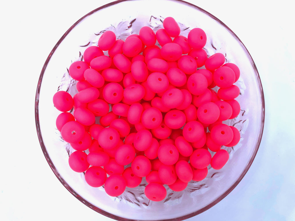 Shocking Pink Mini Abacus Silicone Beads