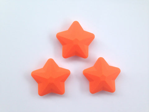Orange Faceted Star Silicone Bead