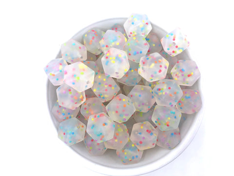 14mm Confetti Mini Hexagon Silicone Beads