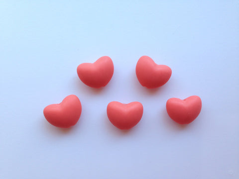 Coral Heart Silicone Beads