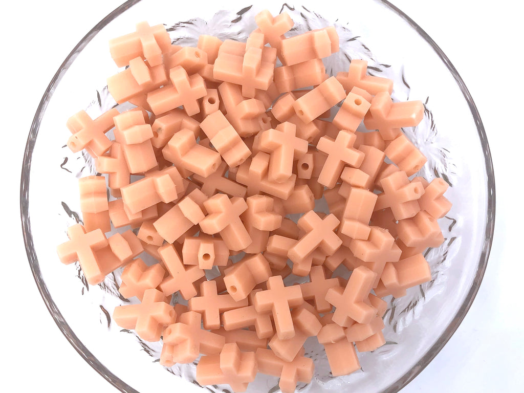 Peach Cross Silicone Focal Beads