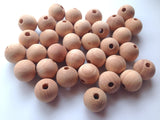 20mm Natural Beech Wood Round Beads
