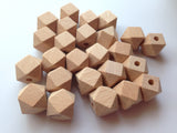 17mm Natural Beech Wood Hexagon Beads