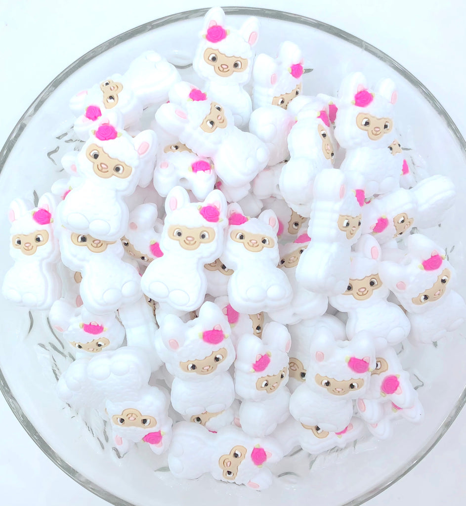 White Llama Silicone Beads