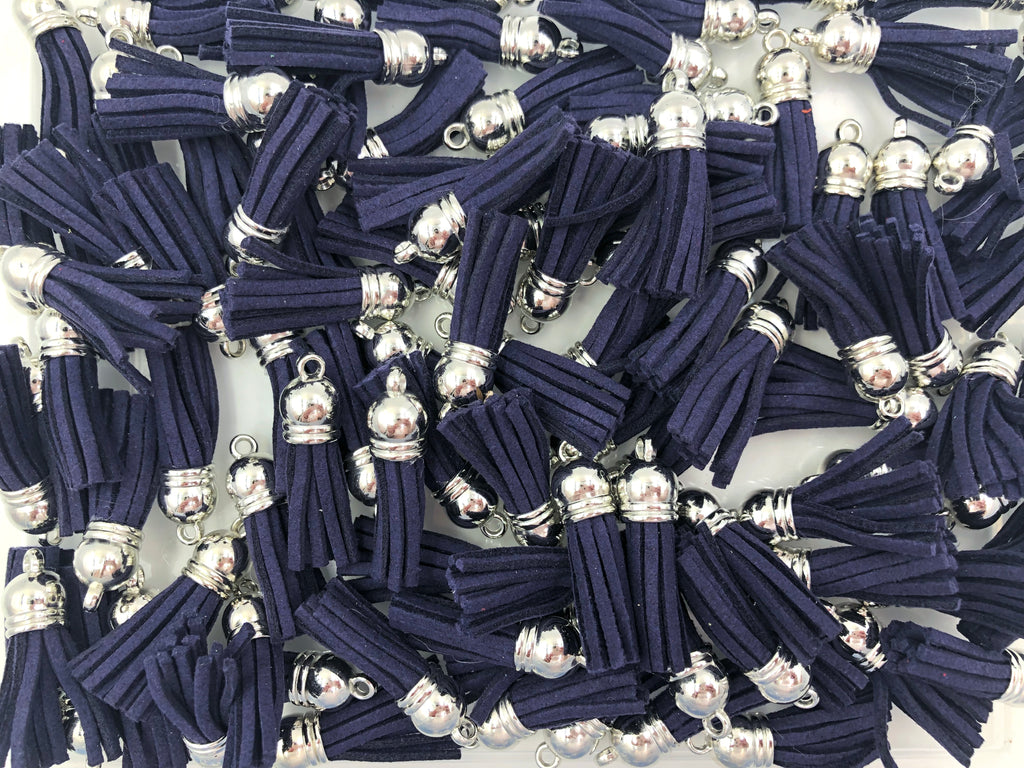 38mm  Faux Leather Tassels--Navy Blue