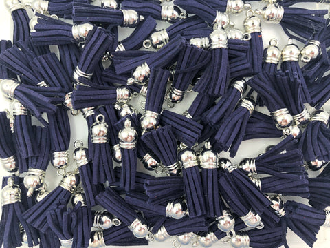 38mm  Faux Leather Tassels--Navy Blue