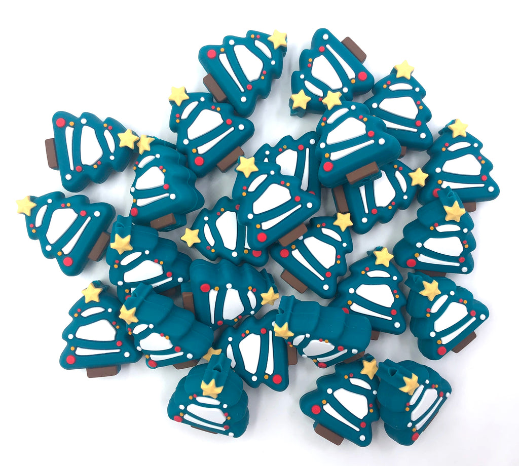 SALE--Christmas Tree Silicone Beads