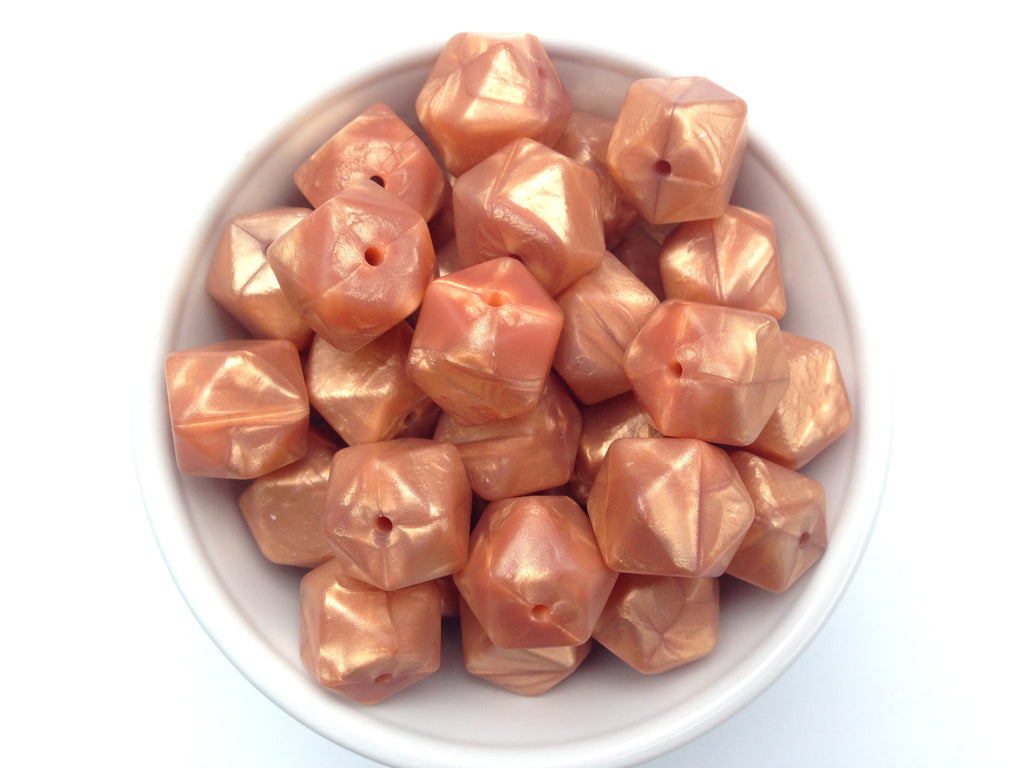 Metallic Rose Gold Hexagon Silicone Beads