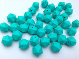 14mm Turquoise Mini Icosahedron Silicone Beads