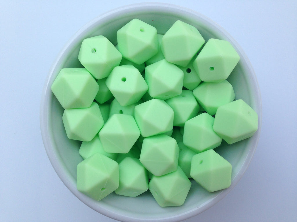 Honeydew Hexagon Silicone Beads