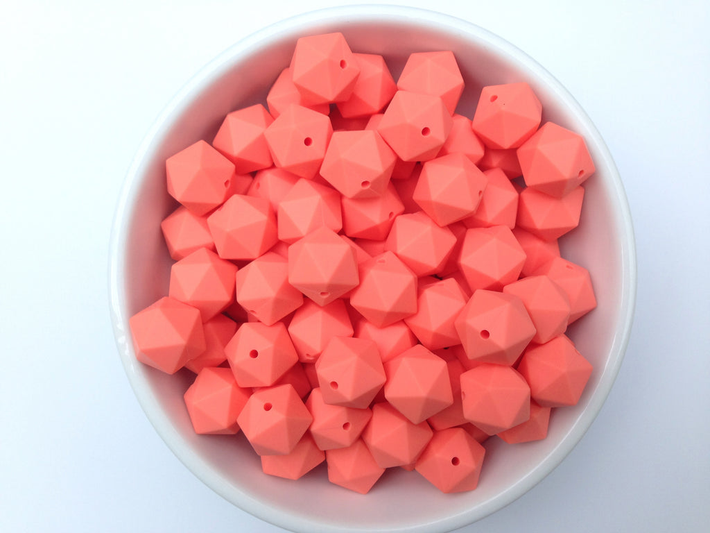 17mm Salmon ICOSAHEDRON Silicone Beads