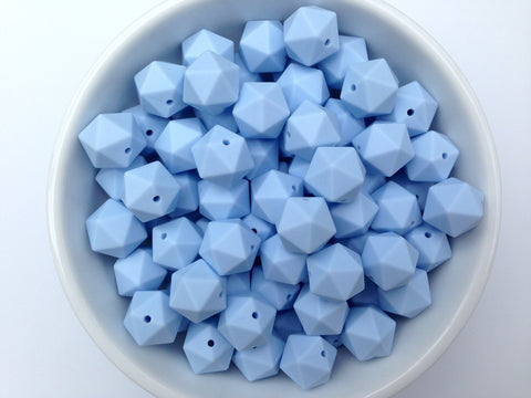 17mm Baby Blue ICOSAHEDRON Silicone Beads
