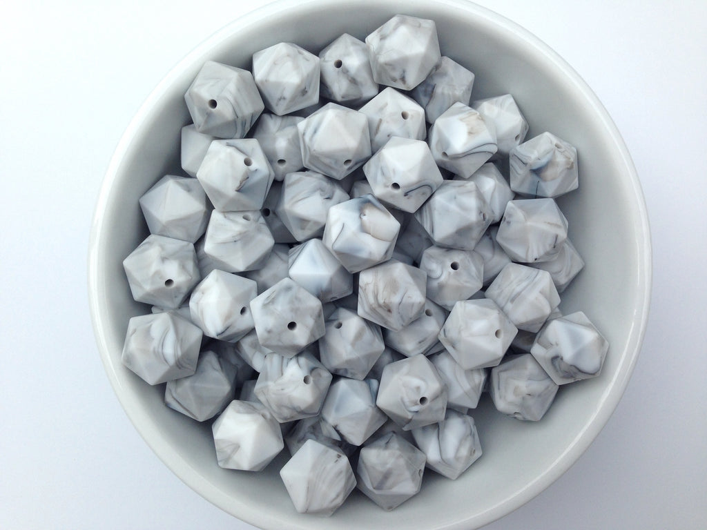 17mm Marble ICOSAHEDRON Silicone Beads