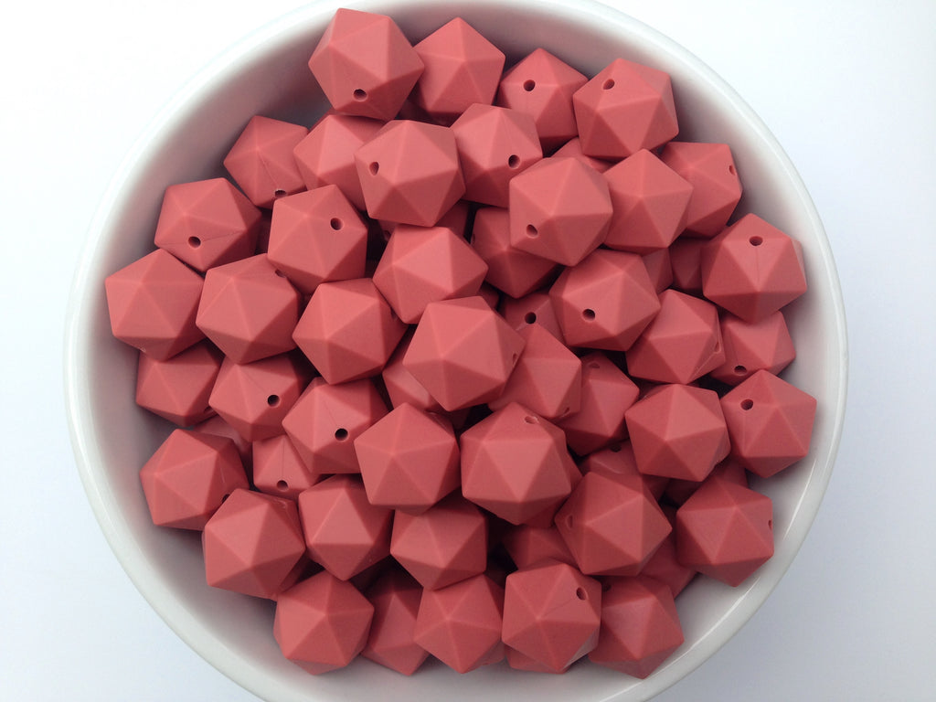 17mm Maroon ICOSAHEDRON Silicone Beads