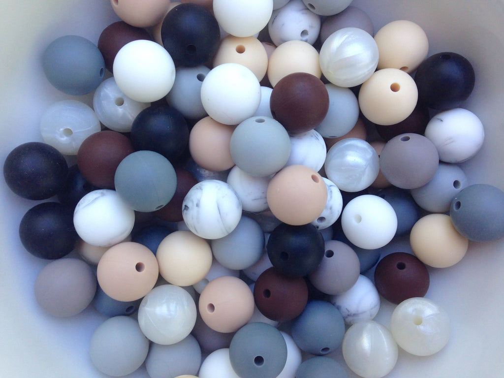 Neutral Mix 50 or 100 BULK Round Silicone Beads