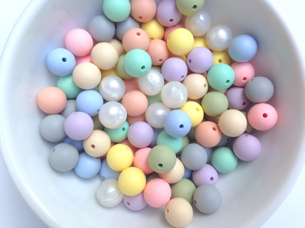 Pastel Mix 50 or 100 BULK Round Silicone Beads