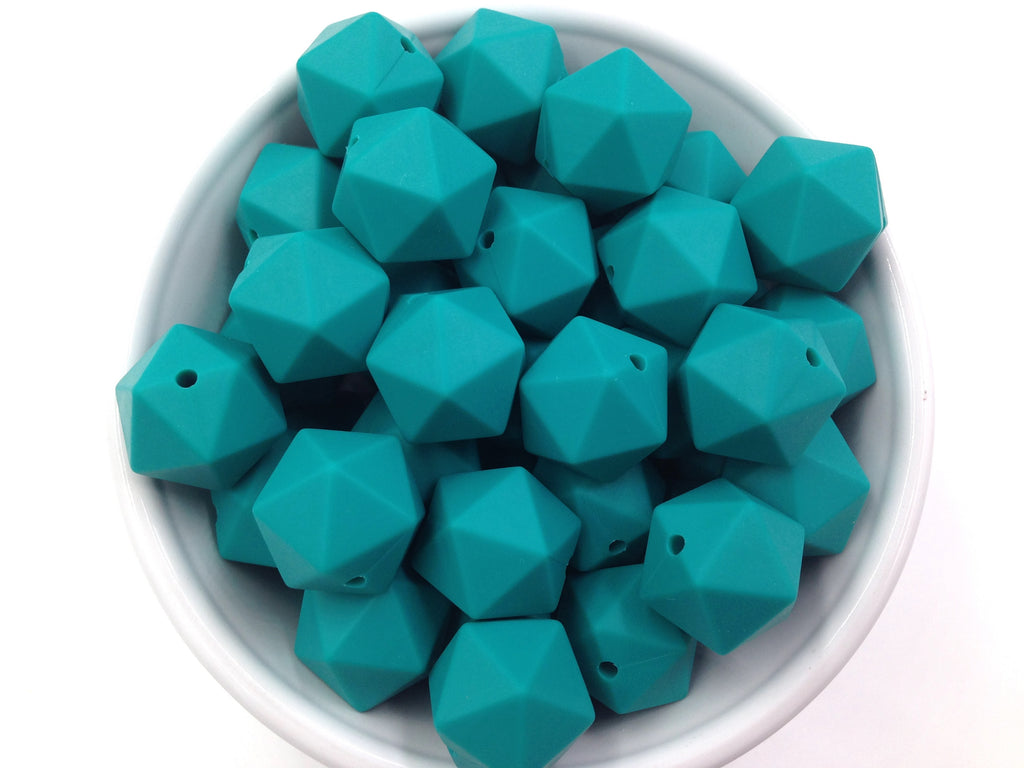 17mm Emerald ICOSAHEDRON Silicone Beads