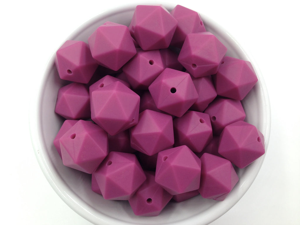 17mm French Plum ICOSAHEDRON Silicone Beads