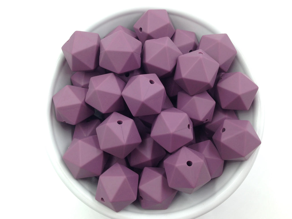 17mm Light Plum ICOSAHEDRON Silicone Beads