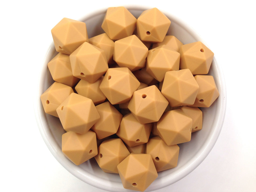 17mm Mustard ICOSAHEDRON Silicone Beads