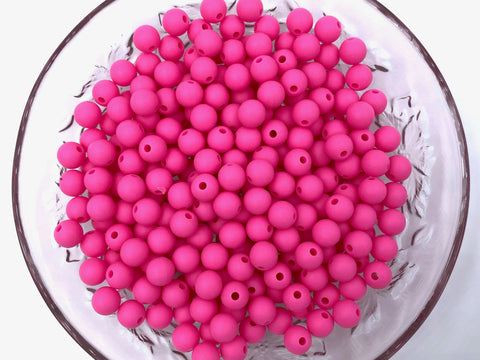 9mm Flamingo Pink Silicone Beads