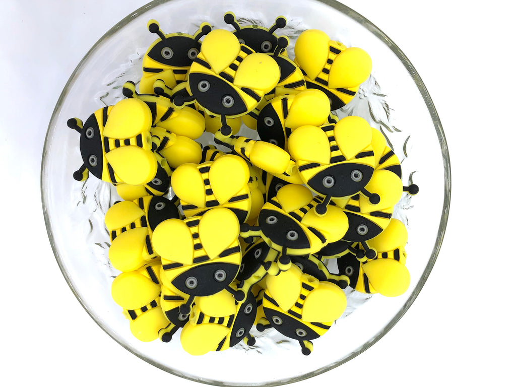 Yellow Bumble Bee Silicone Beads