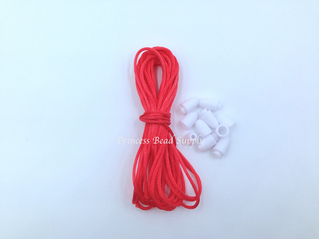 1.5mm Coral Red Satin Nylon Cord & Break-Away Clasps
