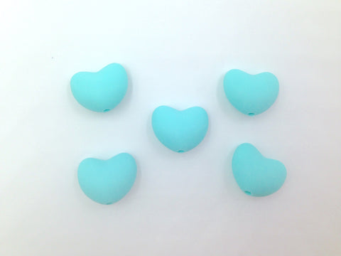 Aqua Heart Silicone Beads