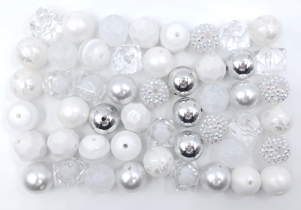 20mm White Bulk Chunky Bead Mix