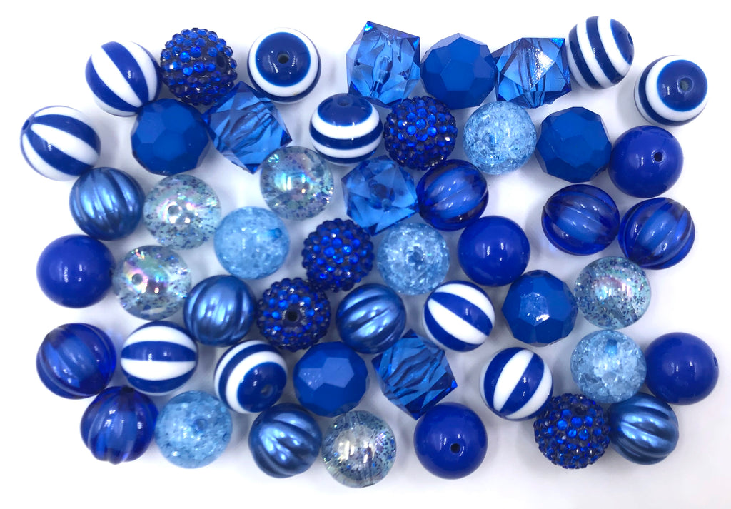 20mm Blue Bulk Chunky Bead Mix