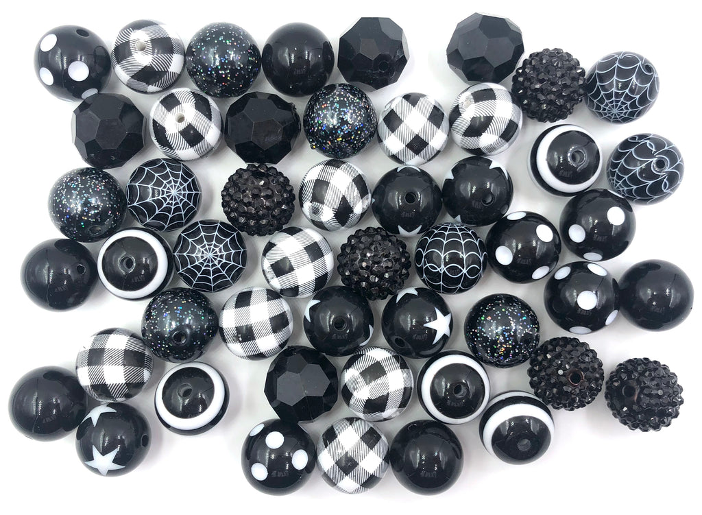 20mm Black Bulk Chunky Bead Mix