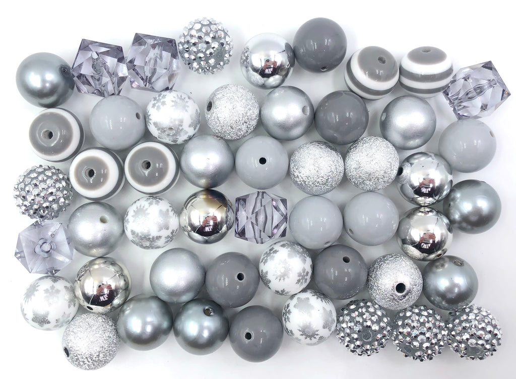 20mm Silver Bulk Chunky Bead Mix
