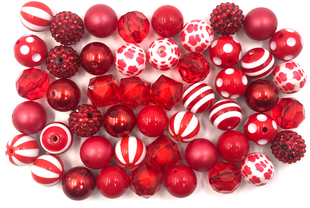 20mm Red Bulk Chunky Bead Mix