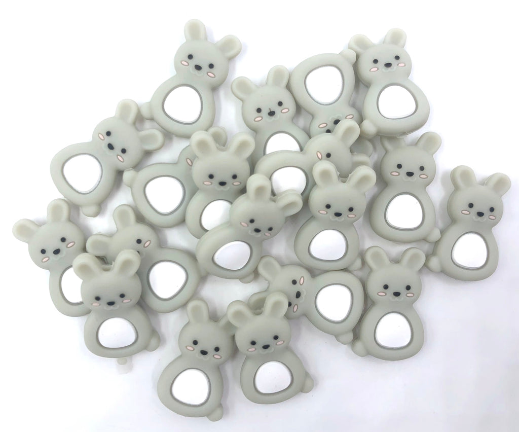 Light Gray Bunny Silicone Beads